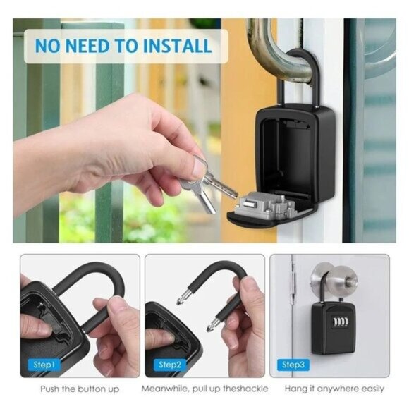 Resettable 4-Digit Combination Key Lock Box With Detachable Shackle -NEW - Picture 3 of 7